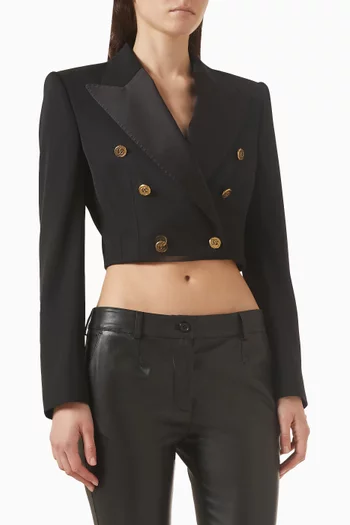 جاكيت بصفي أزرار صوف غابردين