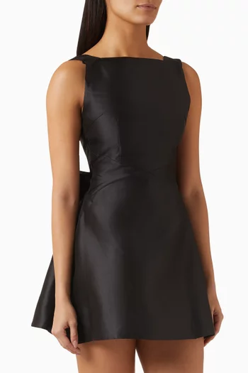 The Ultimate Muse Bow Mini Dress in Satin