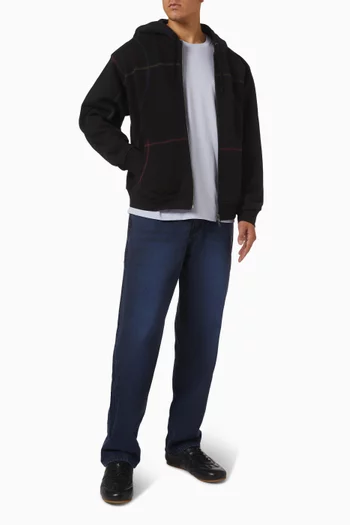 كنزة بغطاء رأس كورت بسحّاب صوف قطني