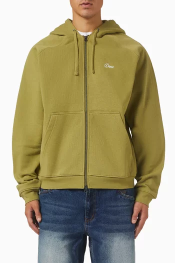 كنزة بغطاء رأس وشعار الماركة بخط يدوي صغير مزيج صوف 