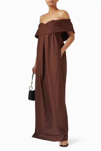 فستان بلياريك بأكتاف مكشوفة مزيج قطن