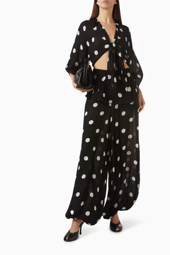 بلوزة قصيرة بنقشة منقطة فيسكوز