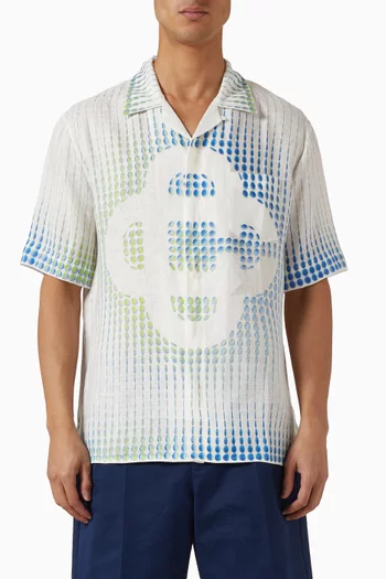 قميص بنقشة منقطة كتان