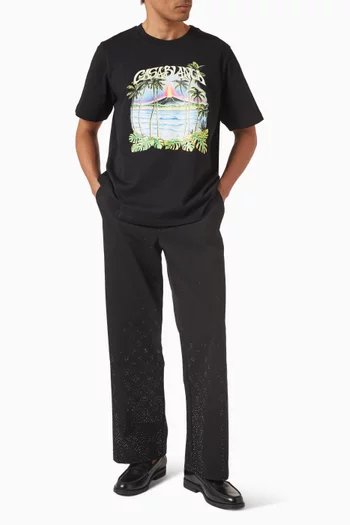 Rhinestone Embellished Logo Pants