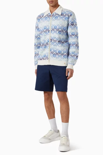 كارديغان مصبوغ بنقشة شعار الماركة مزيج صوف