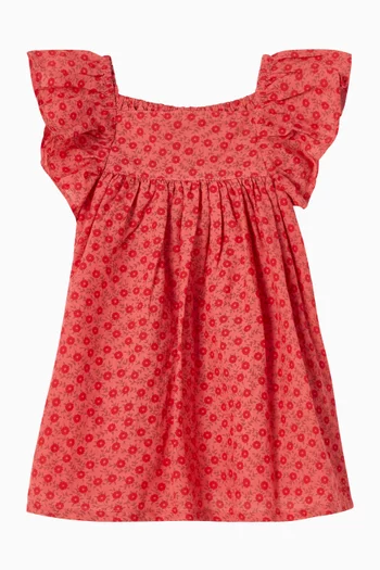 Floral-print Dress in Cotton Blend