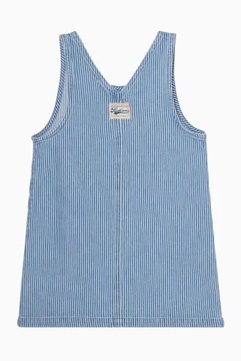 فستان بقصة على شكل حرف A مخطط دينم قطني