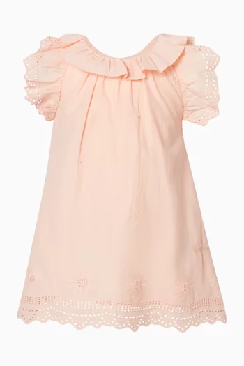 فستان مطرز وقصة على شكل حرف A قطن