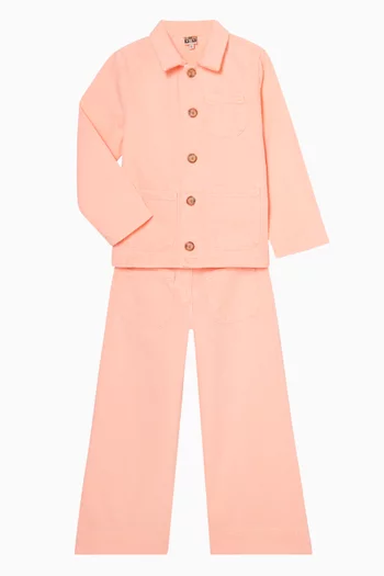 جاكيت بصف أزرار دينم قطن