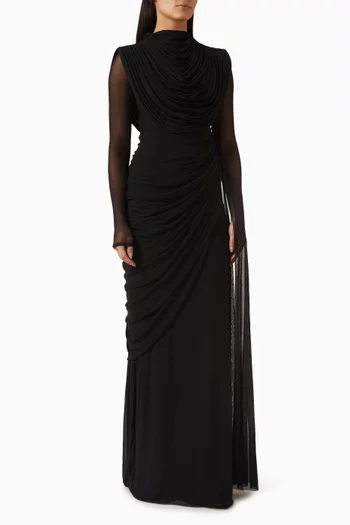 فستان سهرة ايفانا ليكرا مالاي وقماش شبكي