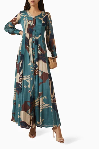 فستان مزين بنقشة شيفون