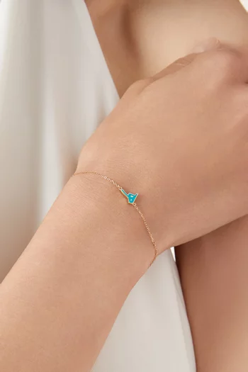 سوار بحلية على شكل حرف ح مطلية بالمينا ذهب عيار 18