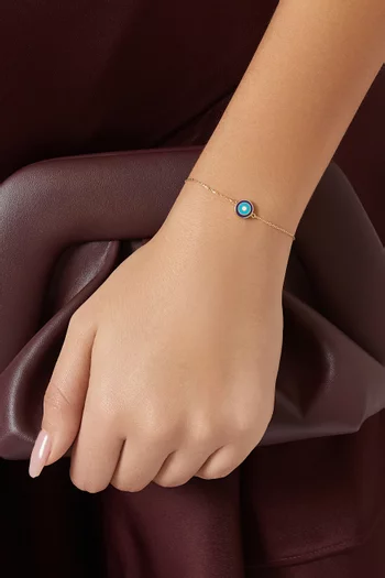 سوار بحلية بوجهين بنقشة حرف الميم ذهب عيار 18