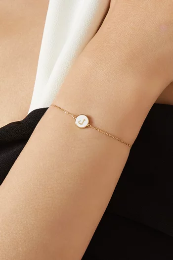 سوار بحلية بوجهين على شكل حرف "ل" ذهب عيار 18