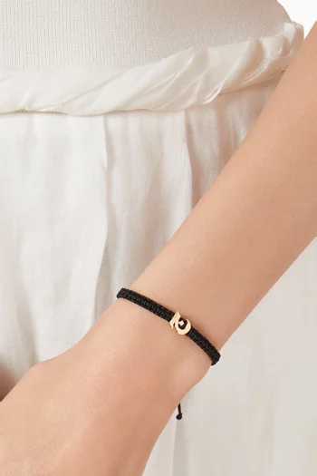 Arabic Letter 'Jeem' Cord Bracelet in 18kt Gold
