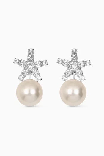 Novella Pearl Earrings in Silver-tone Brass