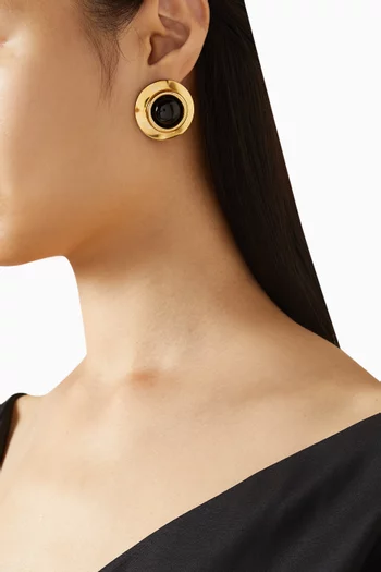 Alva Onyx Earrings in 18kt Gold-plated Brass