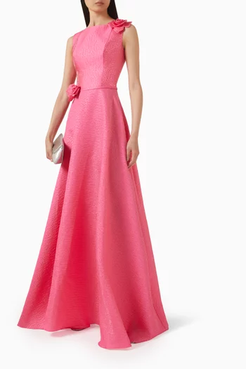 فستان سهرة جويا بتطريزات بارزة بروكيد