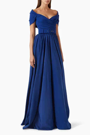 Tania Off-shoulder Gown in Taffeta
