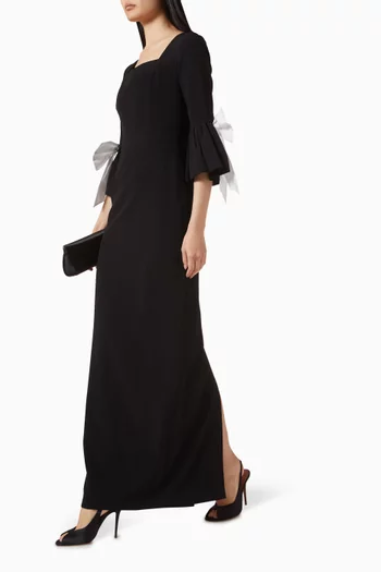 Cuff-detail Gown in Crepe