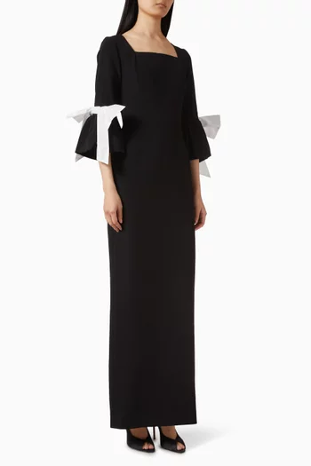 Cuff-detail Gown in Crepe