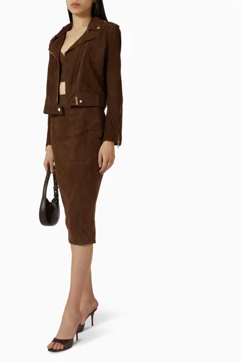 جاكيت بسحّاب جلد شمواه