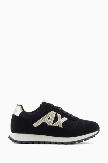 Drop Side AX Logo Sneakers in Microsuede & Mesh