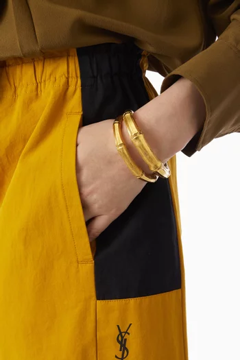 Stacked Bamboo Cuff in Metal