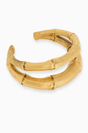 Stacked Bamboo Cuff in Metal