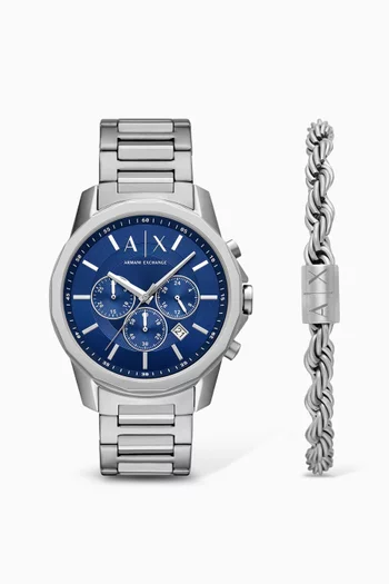 Chronograph Watch & Bracelet Gift Set, 44mm