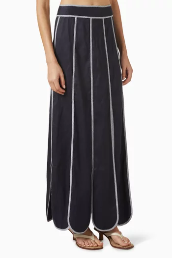 Cetina Scallop Skirt in Linen