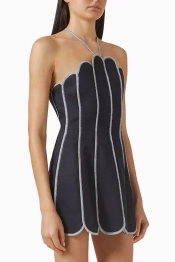 Lenny Scallop Dress in Linen