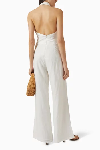 Zana Halterneck Jumpsuit in Linen