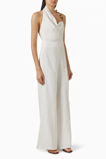 Zana Halterneck Jumpsuit in Linen