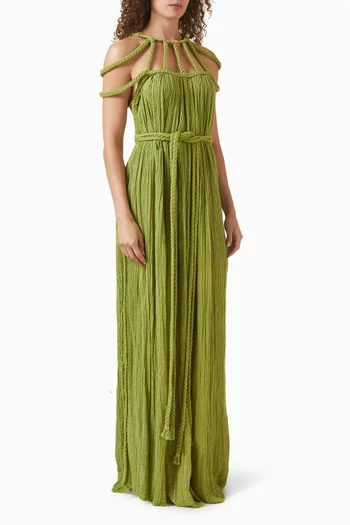 فستان سهرة سيفيرينا بأربطة مجدولة قطن