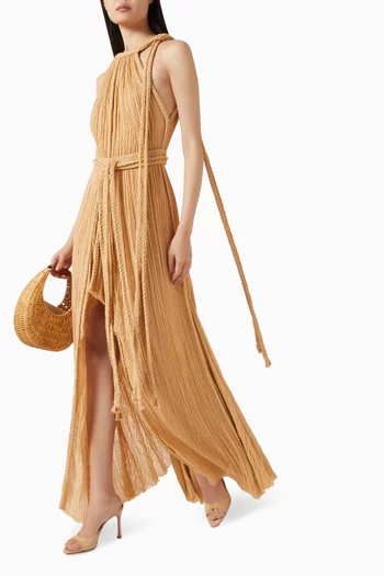 فستان سهرة سيليستينا بتفاصيل مجدولة قطن