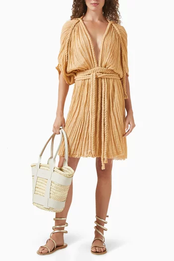 فستان أثينا قصير بتصميم مجدول