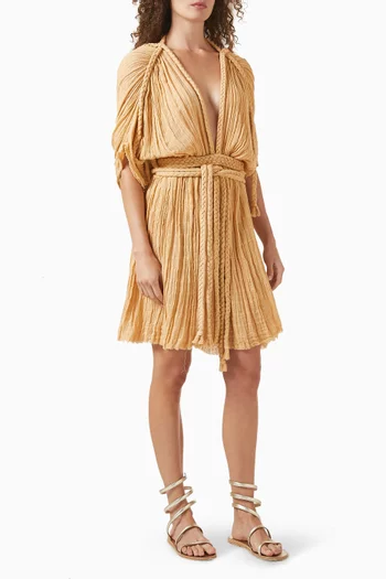 فستان أثينا قصير بتصميم مجدول