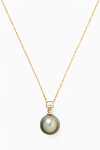 Tahitian Pearl & Diamond Pendant in 18kt Yellow Gold