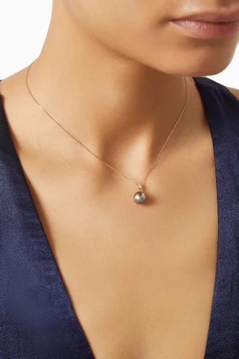 Tahitian Pearl & Diamond Pendant in 18kt Rose Gold