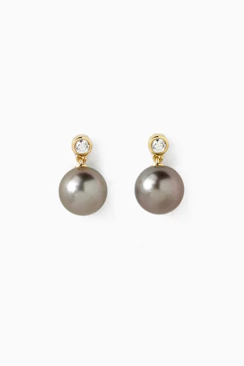 Pearl & Diamond Drop Earrings in 18kt Gold