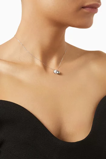 Pearl & Heart Charm Necklace in 18kt White Gold