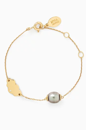 Pearl & Cloud Charm Bracelet in 18kt Gold