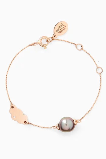 Pearl & Cloud Charm Bracelet in 18kt Gold