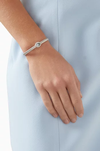 سوار ساتين مرصع بحجر تورمالين بشكل كمثرى ذهب أبيض عيار 18