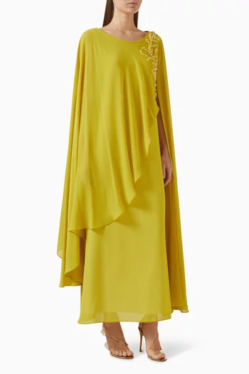 Cape-sleeves Maxi Dress