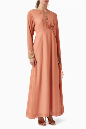 Embellished Asymmetrical Maxi Dress