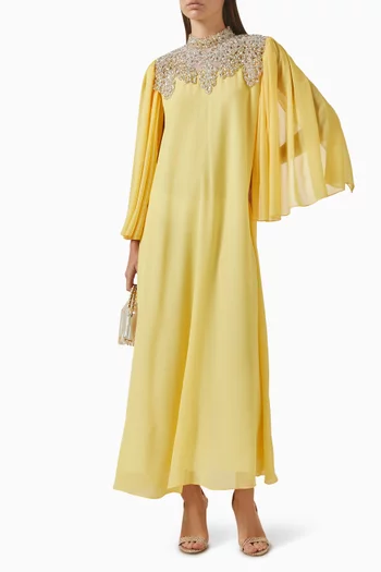 High-neck Embellished Maxi Dress