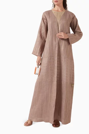 3-piece Abaya Set in Linen Foil