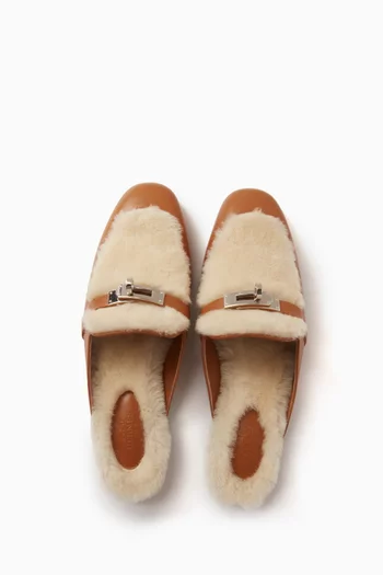 Unused Oz Mule Sandals in Goatskin & Shearling, EU 38